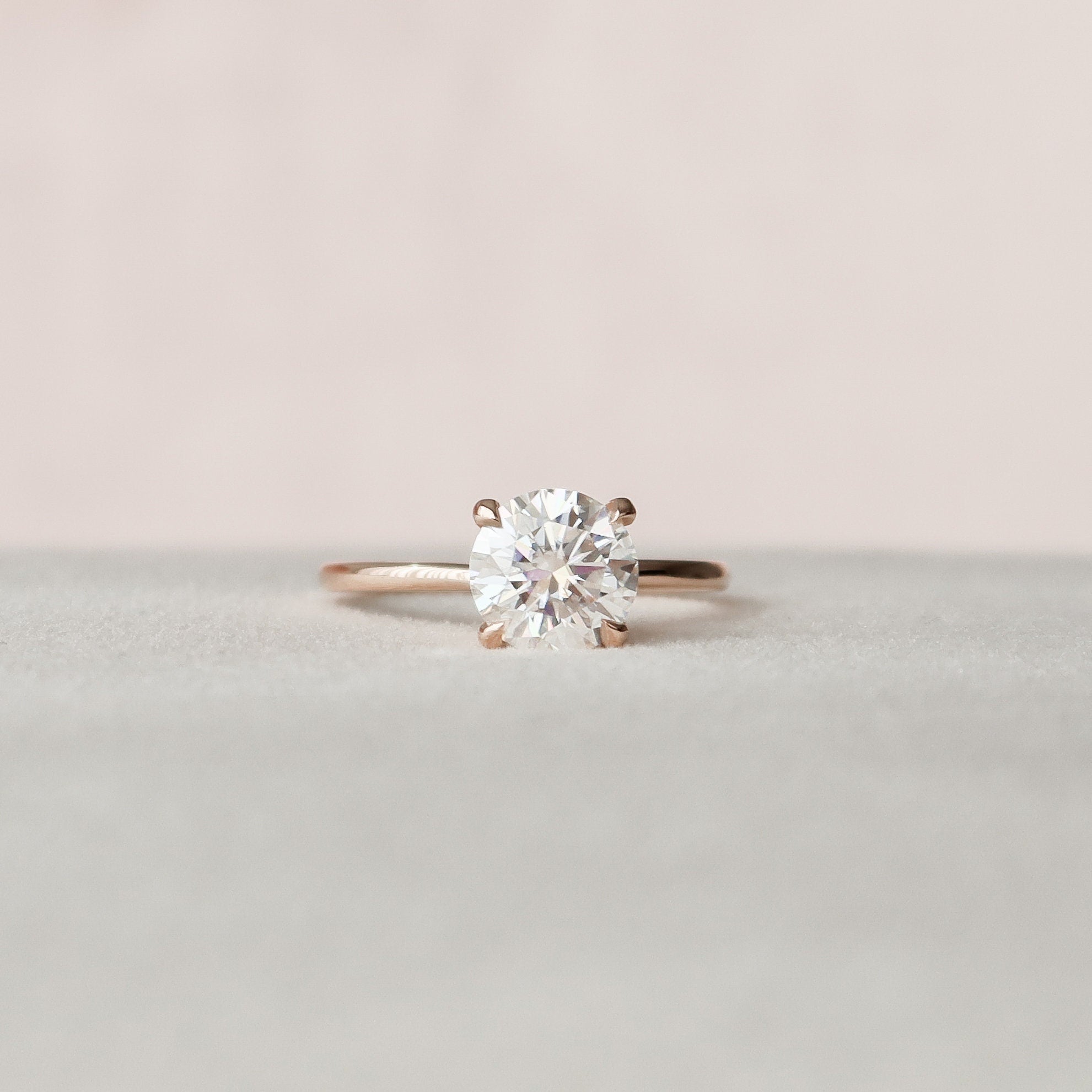 1.50 CT Round Cut Moissanite Hidden Halo Engagement Ring