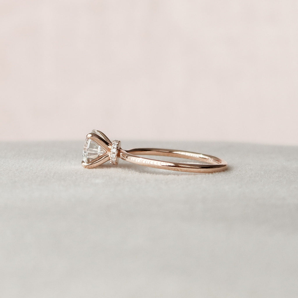 1.50 CT Round Cut Moissanite Hidden Halo Engagement Ring