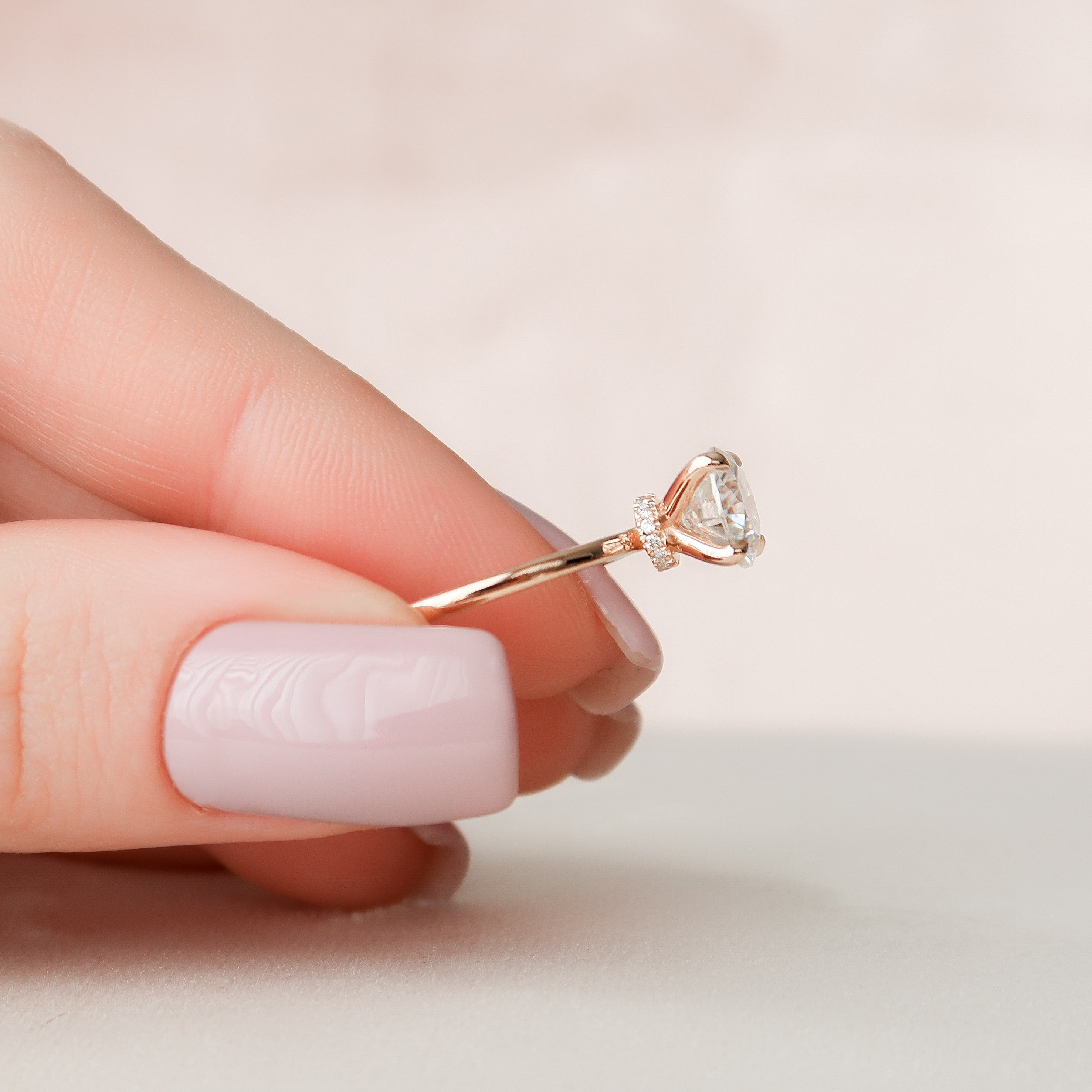 1.50 CT Round Cut Moissanite Hidden Halo Engagement Ring