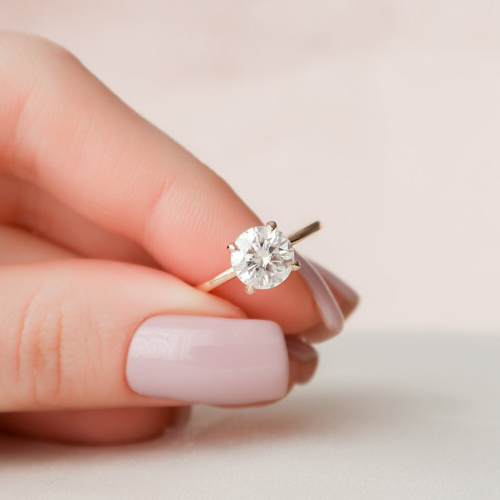 1.50 CT Round Cut Moissanite Hidden Halo Engagement Ring