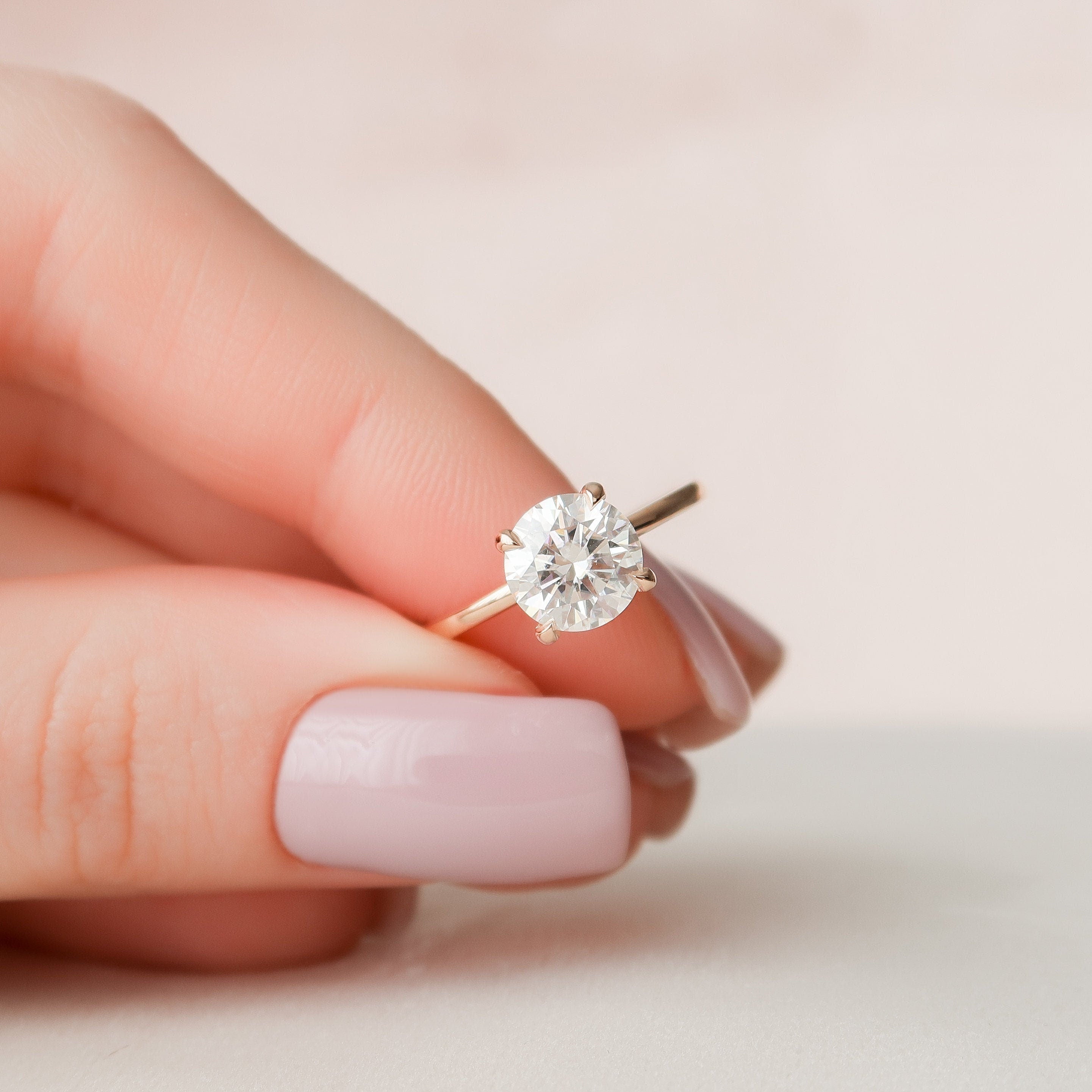 1.50 CT Round Cut Moissanite Hidden Halo Engagement Ring