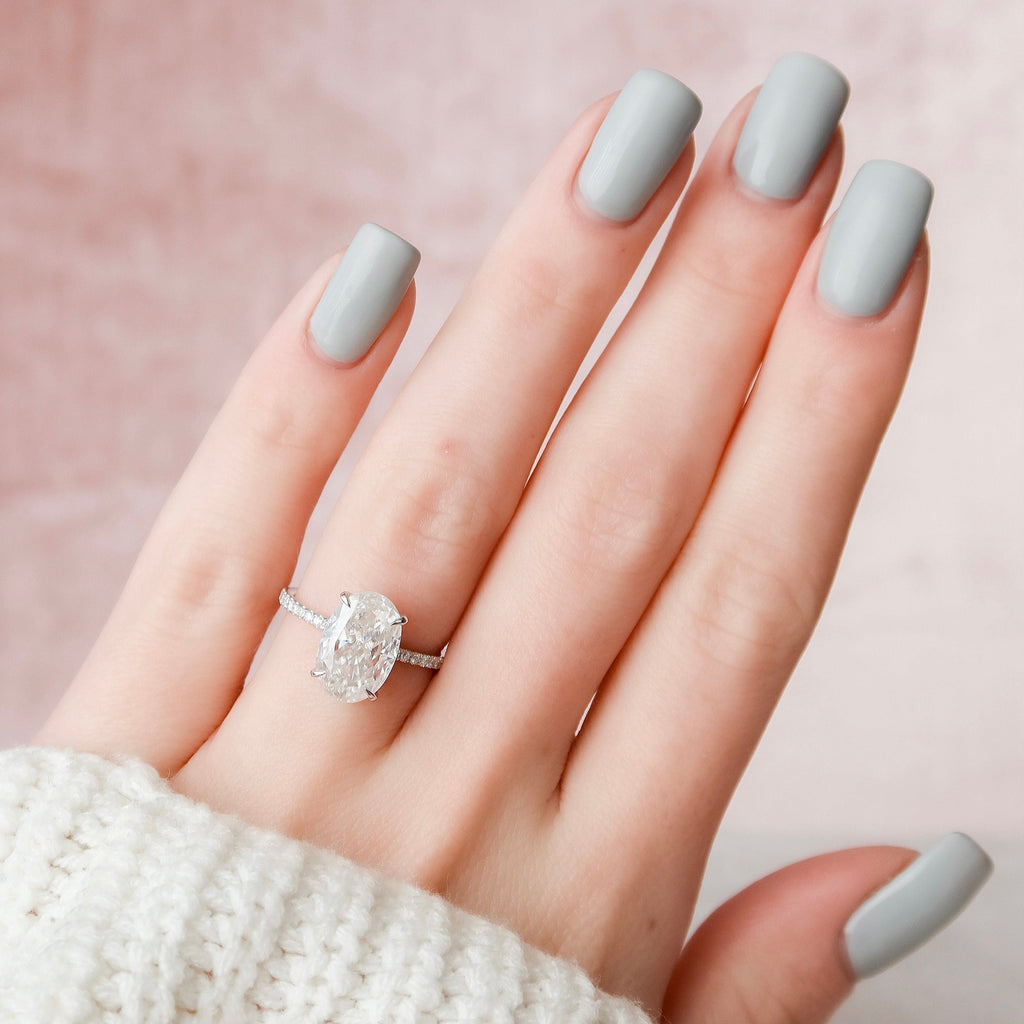 3.50 CT Oval Cut Moissanite Pave Setting Engagement Ring
