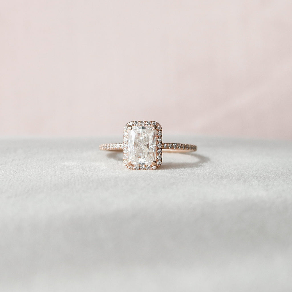 2.0 CT Radiant Cut Moissanite Halo Engagement Ring