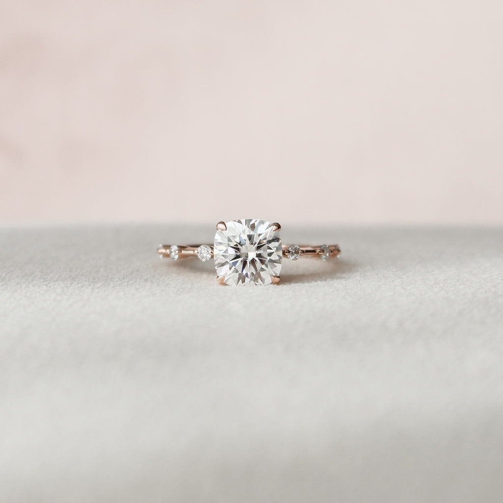 2.0 CT Cushion Moissanite Pave Style Engagement Ring