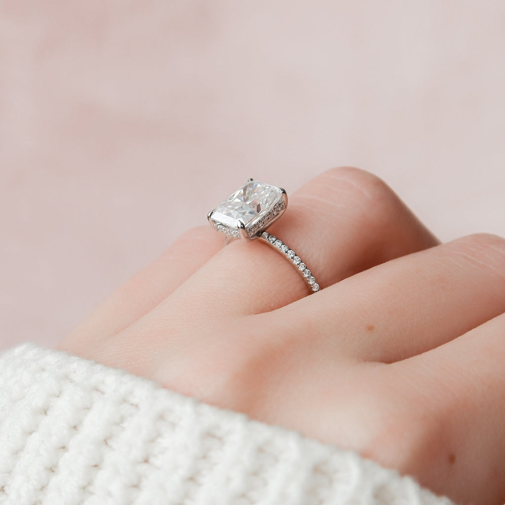 3.50 CT Radiant Cut Pave Moissanite Engagement Ring
