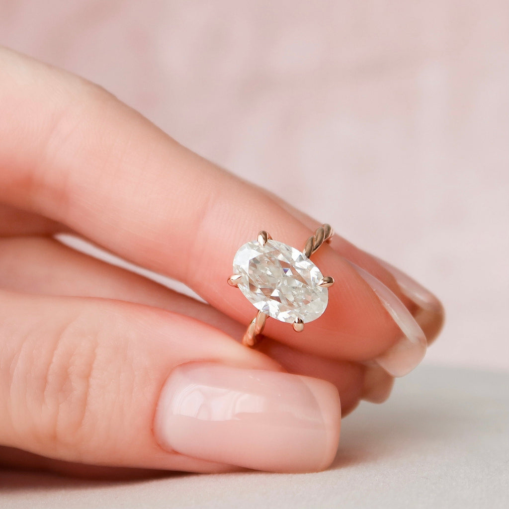 3.50 CT Oval Cut Moissanite Hidden Halo Engagement Ring