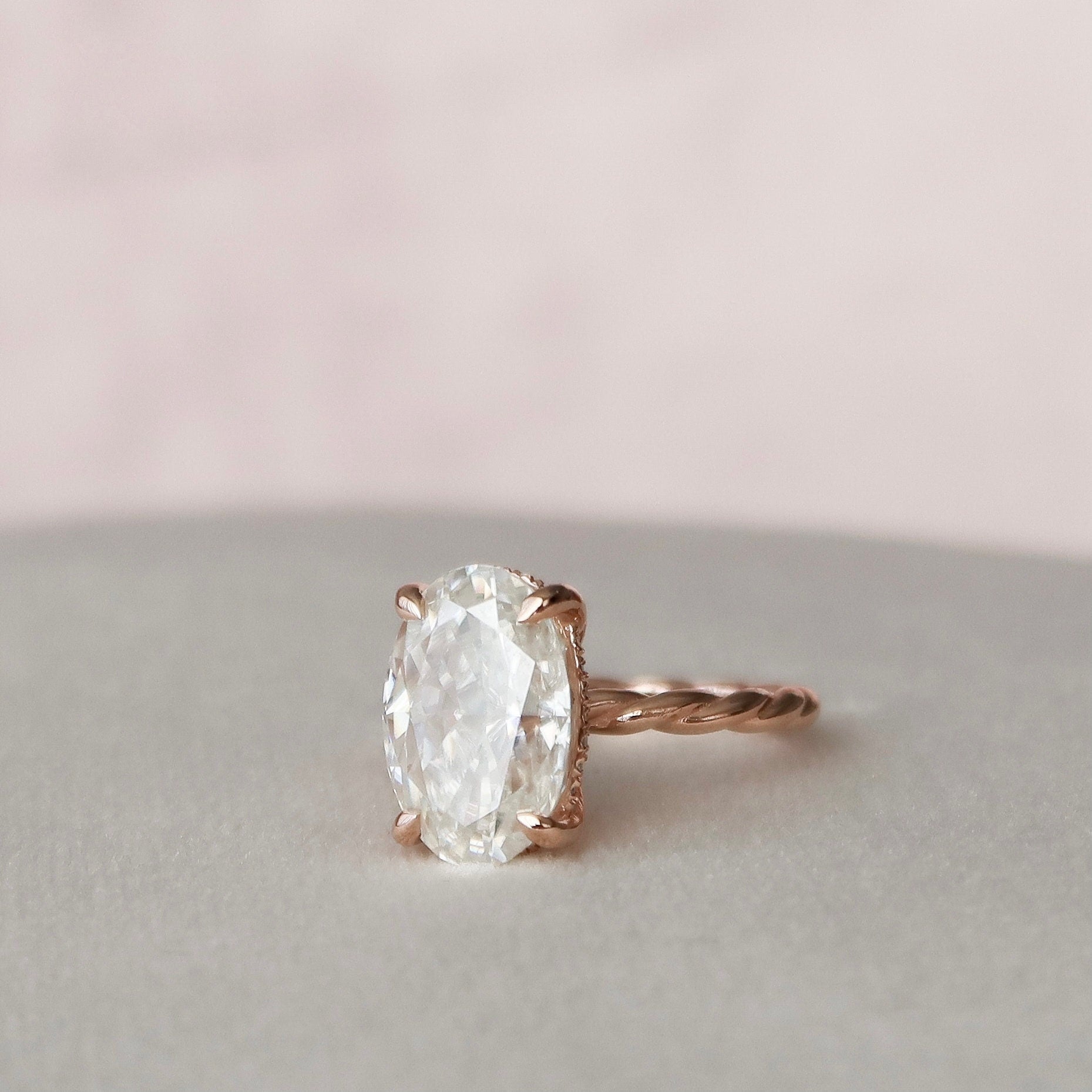 3.50 CT Oval Cut Moissanite Hidden Halo Engagement Ring