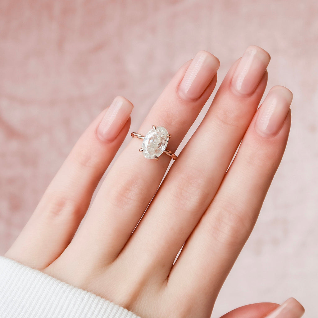 3.50 CT Oval Cut Moissanite Hidden Halo Engagement Ring