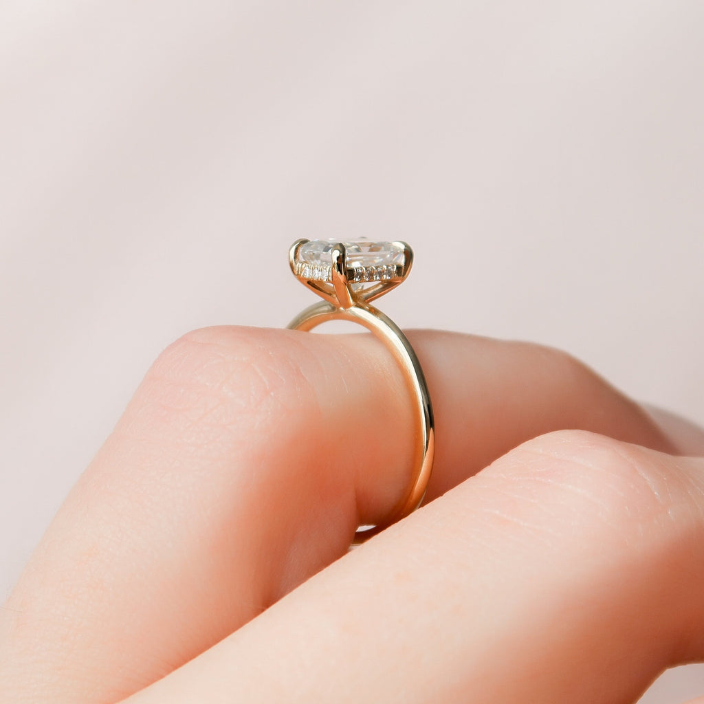 1.50 CT Radiant Cut Moissanite Hidden Halo Engagement Ring
