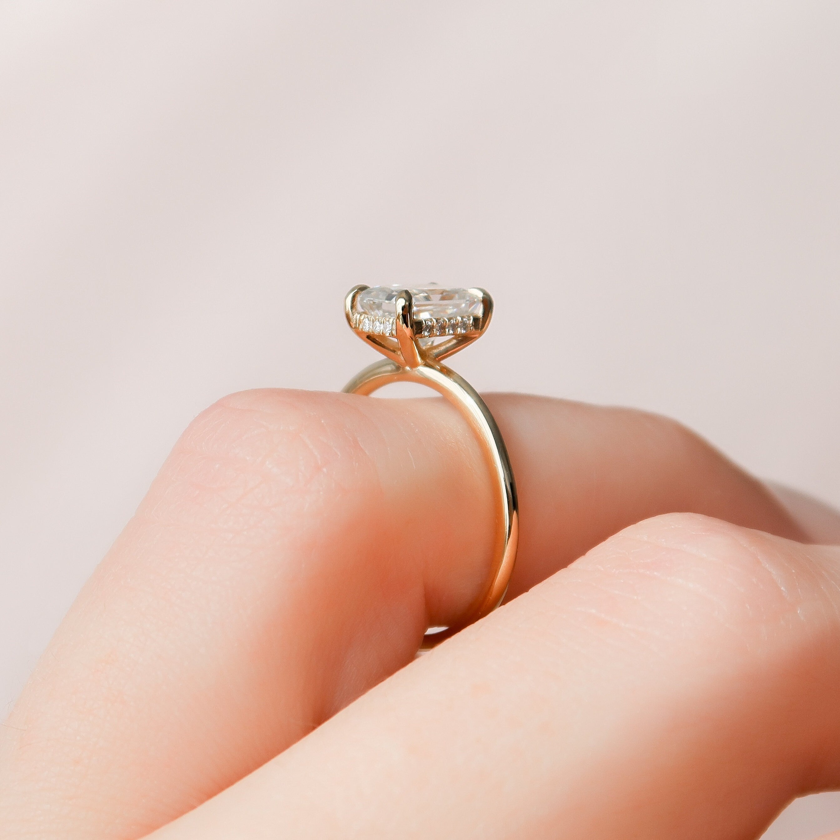 1.50 CT Radiant Cut Moissanite Hidden Halo Engagement Ring