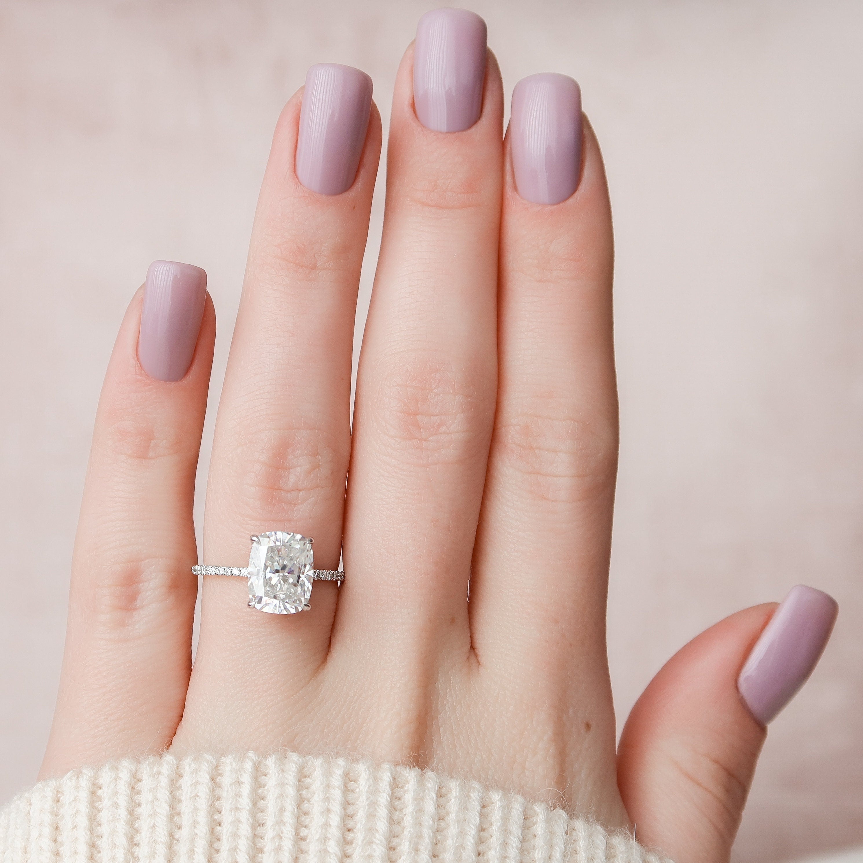 4.0 CT Cushion Moissanite Pave Setting Engagement Ring