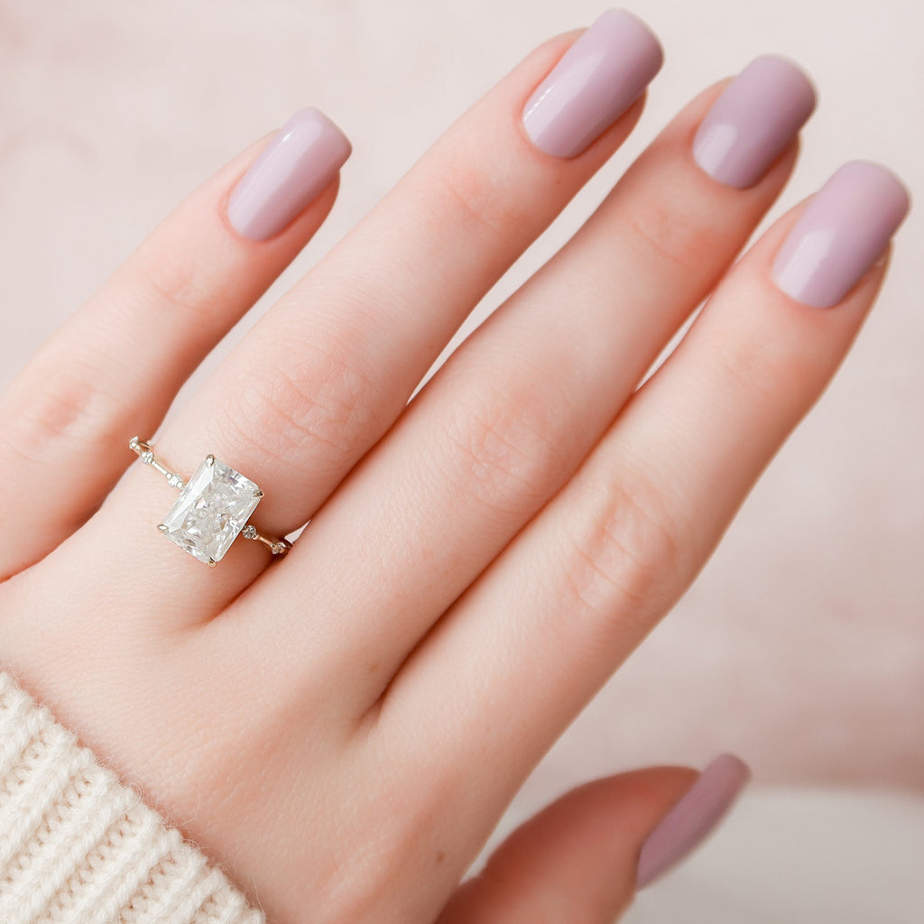 3.50 CT Radiant Cut Moissanite Dainty Engagement Ring