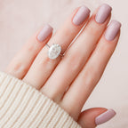 5.0 CT Oval Moissanite Solitaire Hidden Halo Setting Engagement Ring