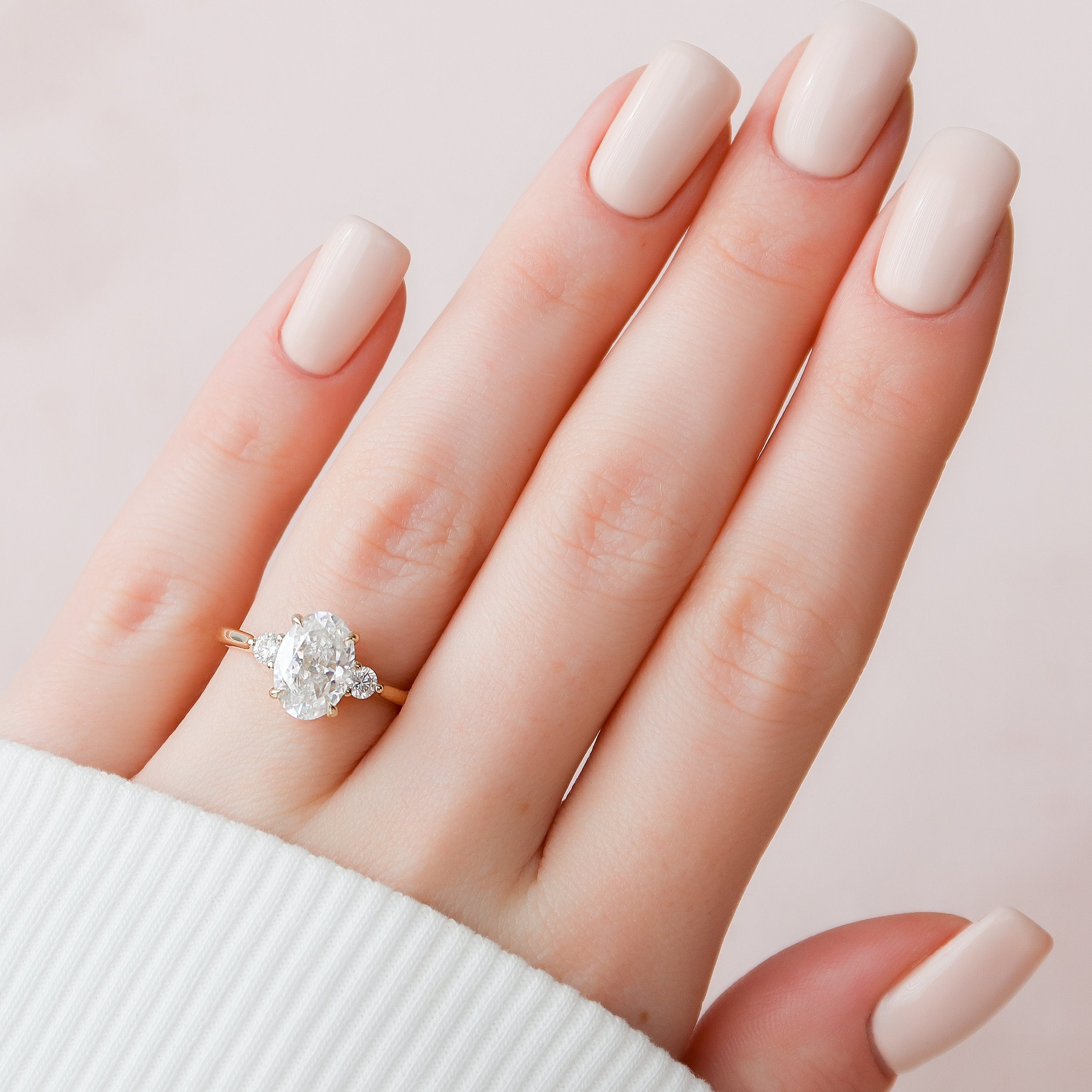 2.0 CT Oval Cut Three Stone Moissanite Engagement Ring