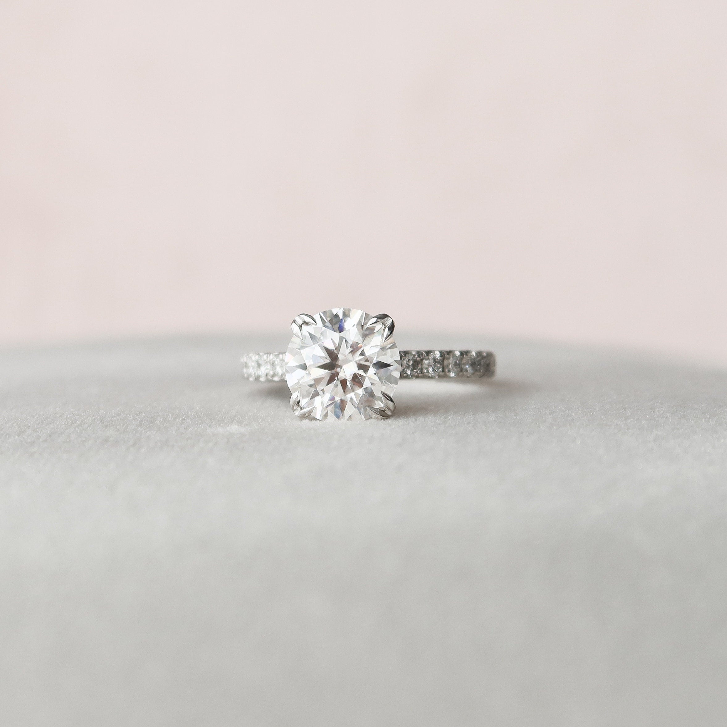 2.0 CT Round Moissanite Pave Engagement Ring