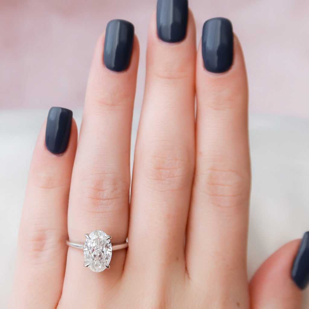 3.50 CT Oval Cut Hidden Halo Moissanite Engagement Ring