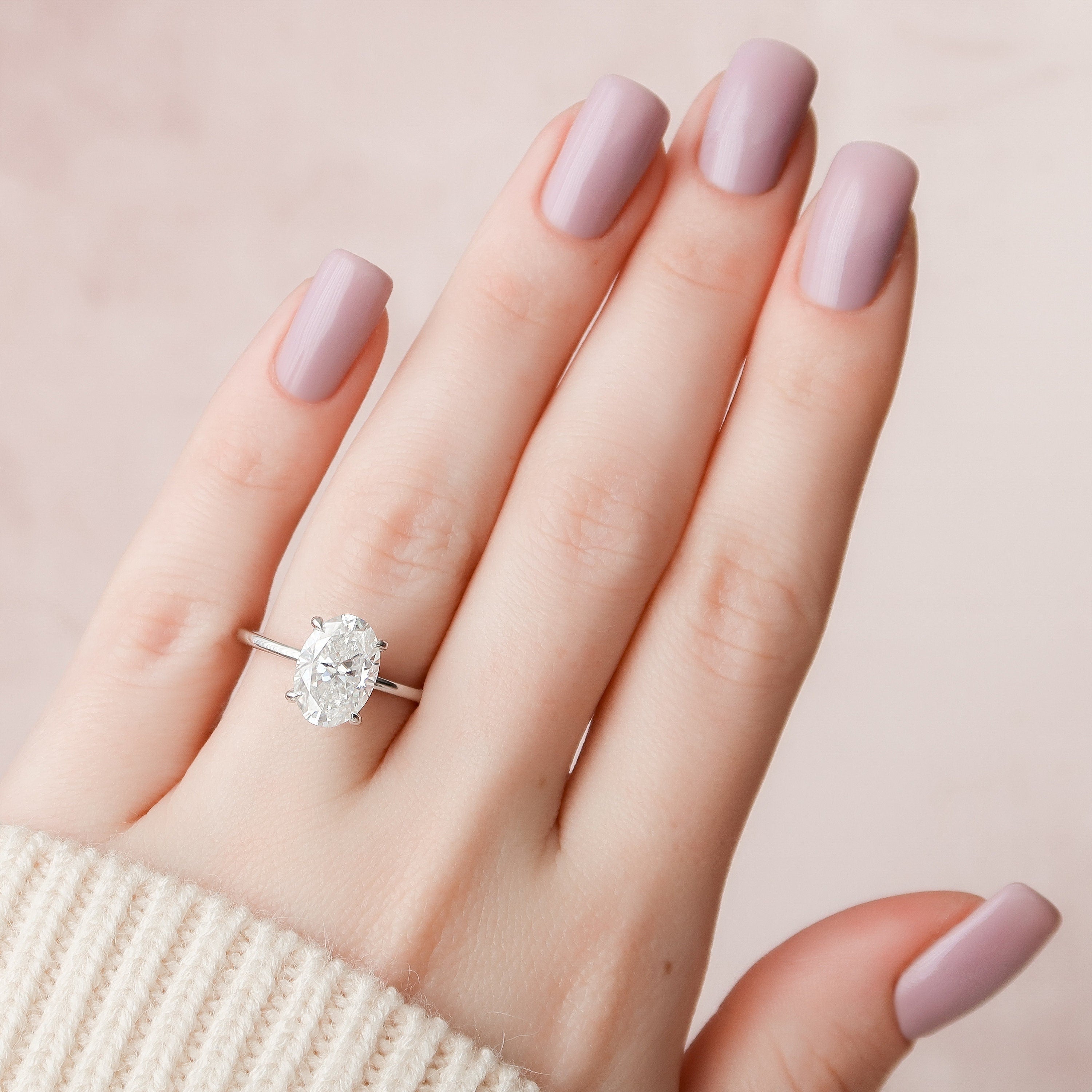 3.0 CT Oval Moissanite Hidden Halo Setting Engagement Ring