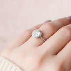3.0 CT Round Moissanite Halo Setting Engagement Ring