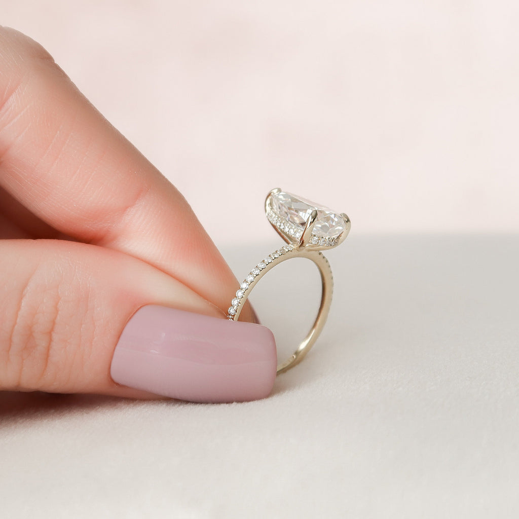 2.50 CT Pear Moissanite Pave Setting Engagement Ring