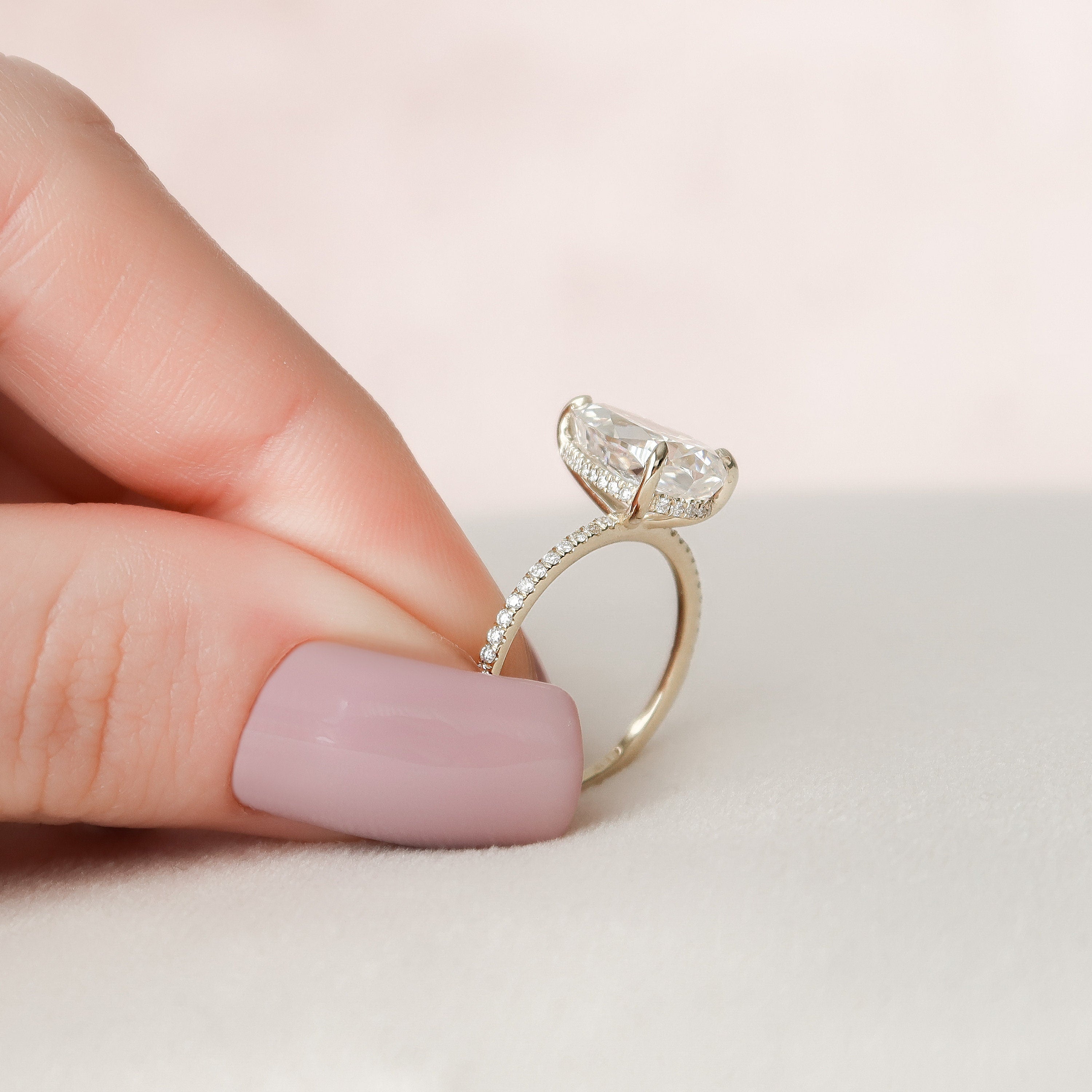 2.50 CT Pear Moissanite Pave Setting Engagement Ring