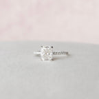 1.50 CT Cushion Cut Pave Moissanite Engagement Ring