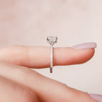 1.50 CT Cushion Cut Pave Moissanite Engagement Ring