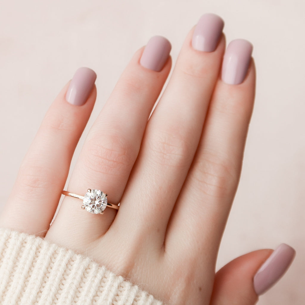 1.50 CT Round Cut Moissanite Hidden Halo Engagement Ring