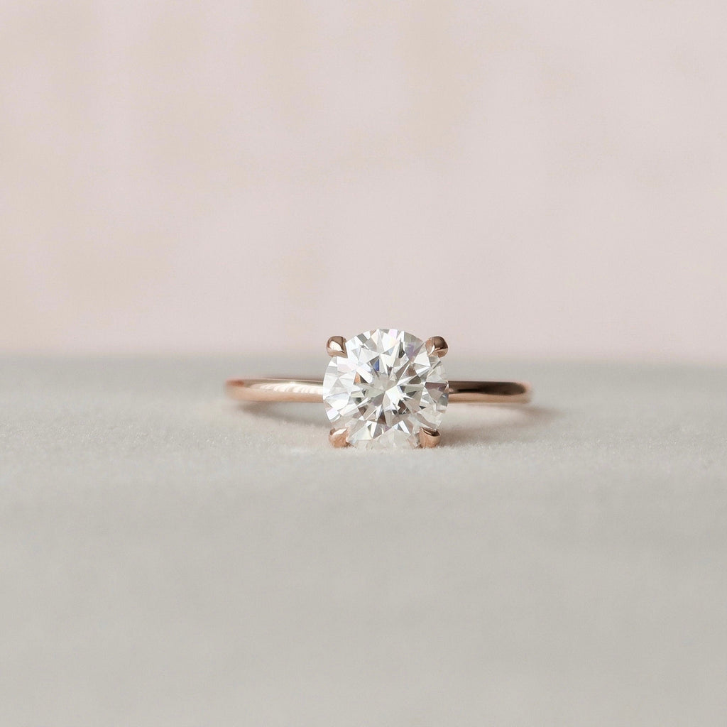1.50 CT Round Cut Moissanite Hidden Halo Engagement Ring