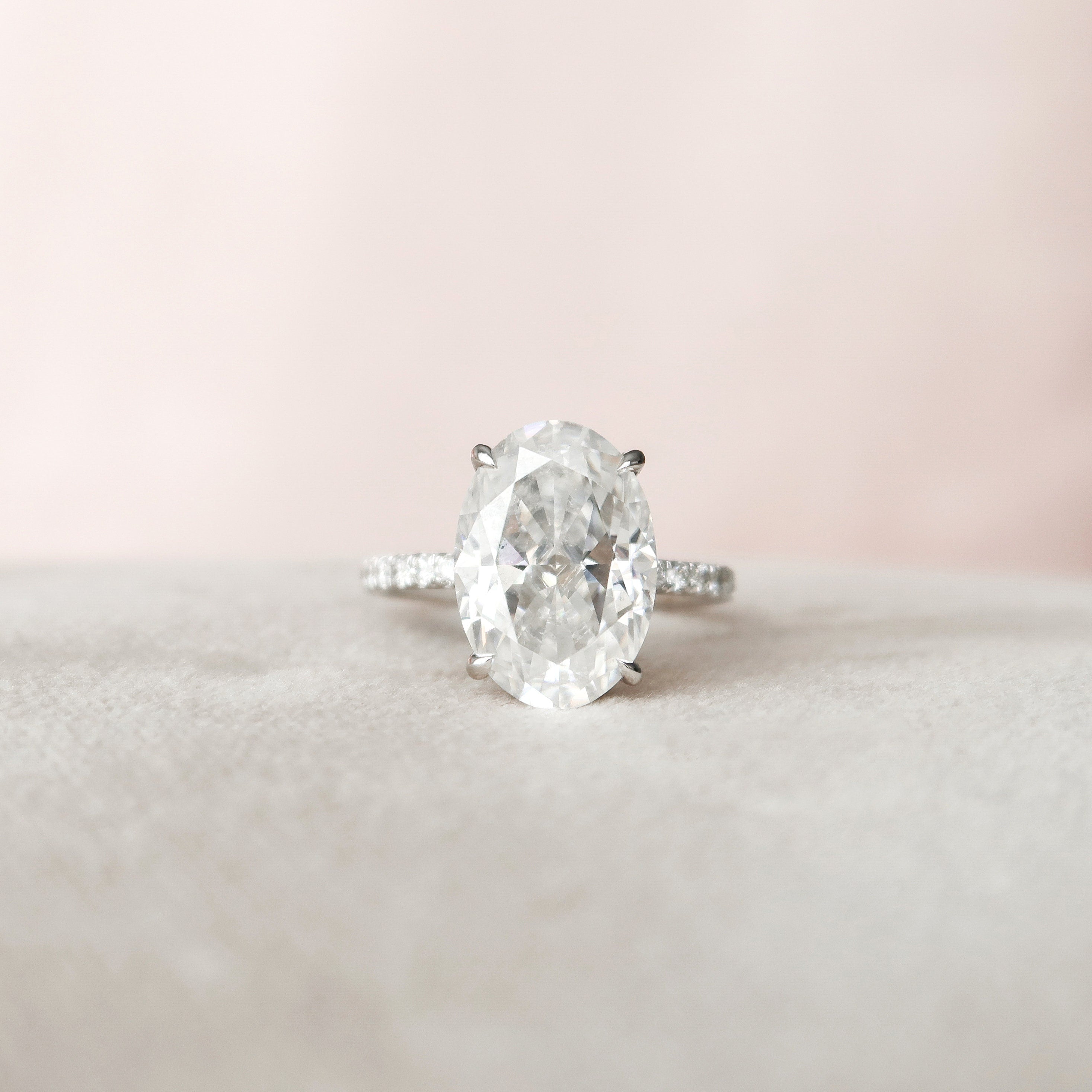 5.0 CT Oval Moissanite Hidden Halo Pave Setting Engagement Ring