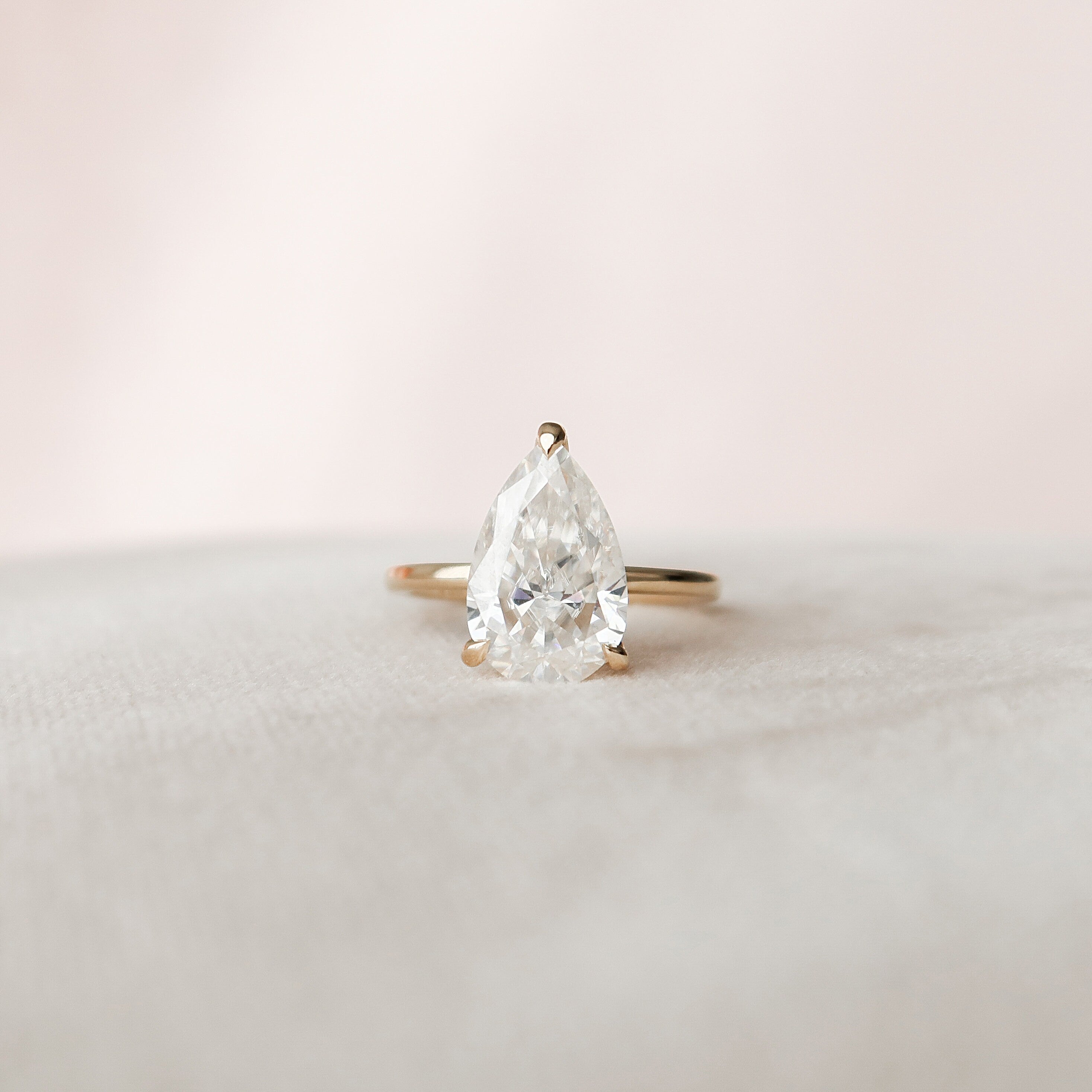 2.50 CT Pear Moissanite Hidden Halo Engagement Ring