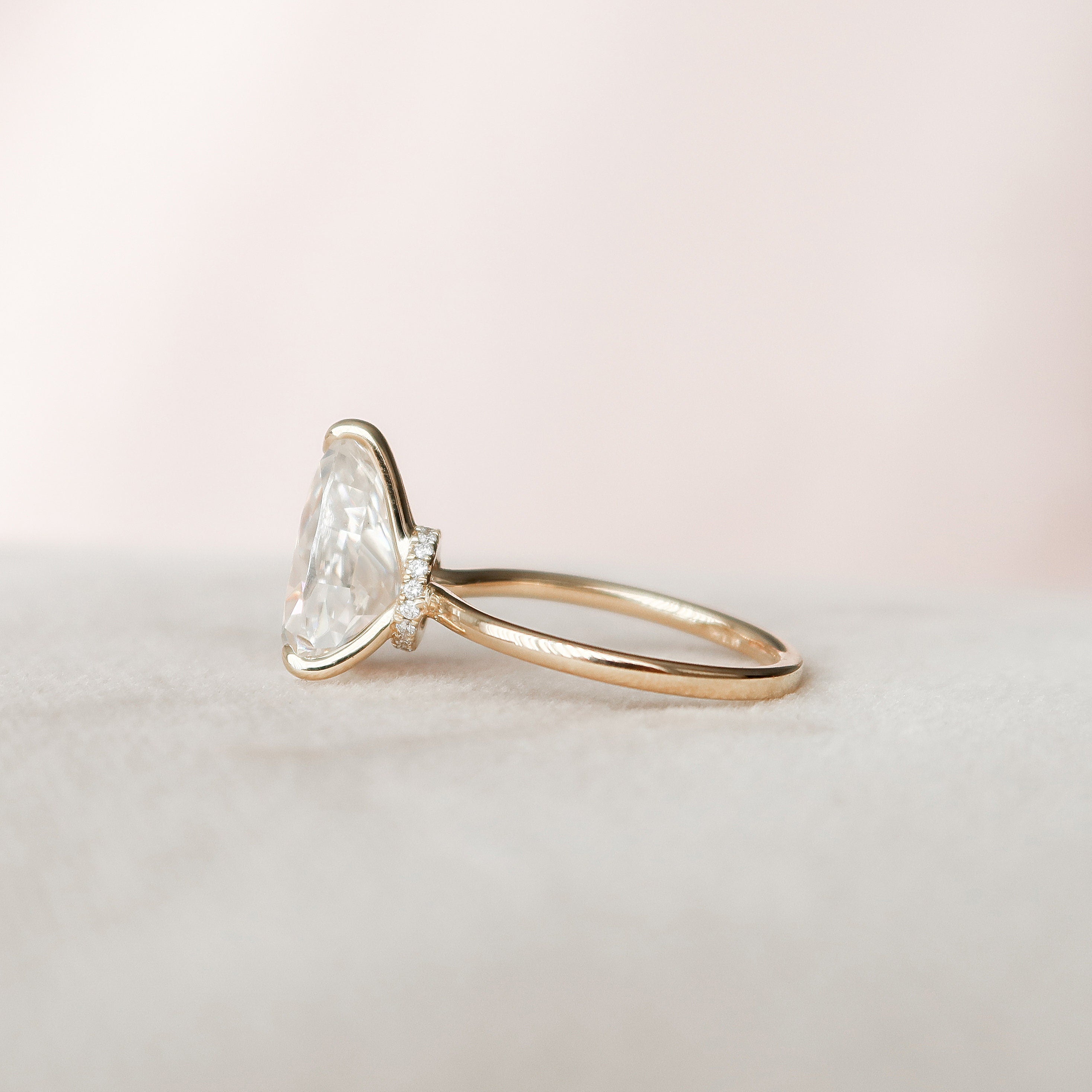 2.50 CT Pear Moissanite Hidden Halo Engagement Ring