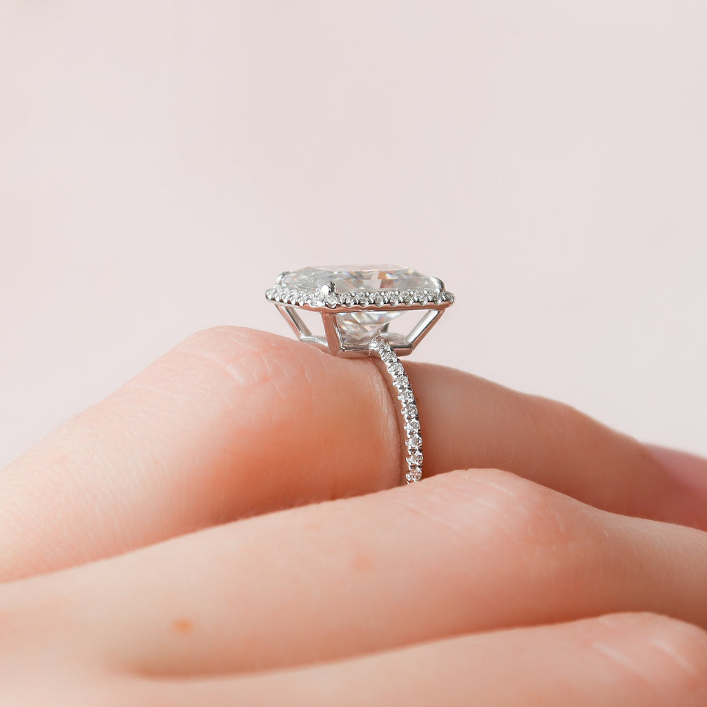 5.0 CT Radiant Cut Halo Moissanite Engagement Ring