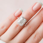 5.0 CT Radiant Cut Halo Moissanite Engagement Ring
