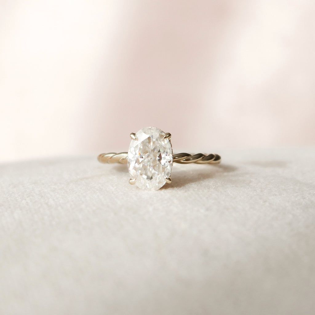 2.0 CT Oval Cut Moissanite Hidden Halo Engagement Ring