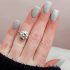 5.0 CT Round Moissanite Hidden Halo Triple Pave Setting Engagement Ring