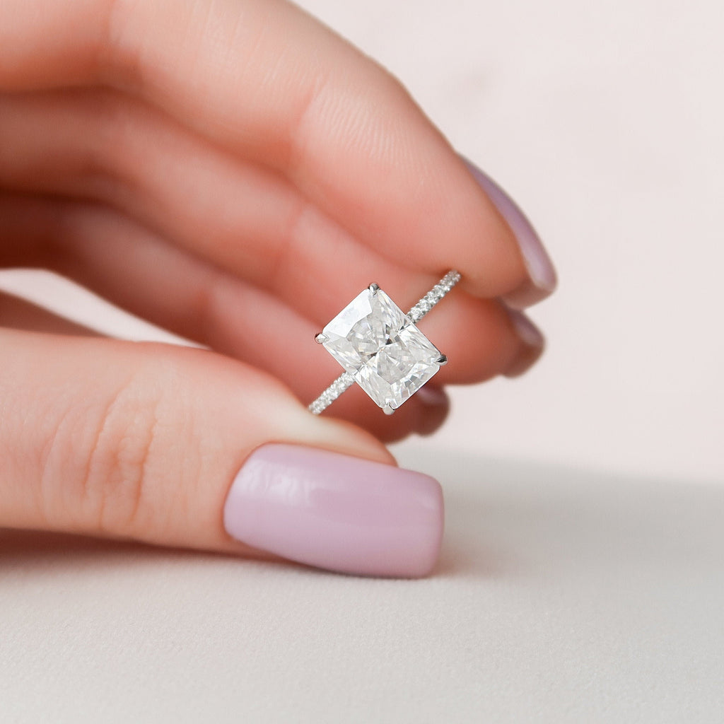 3.50 CT Radiant Cut Pave Moissanite Engagement Ring