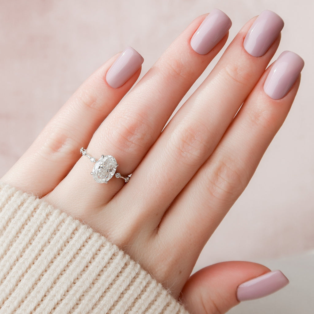 2.0 CT Oval Cut Moissanite Dainty Style Engagement Ring