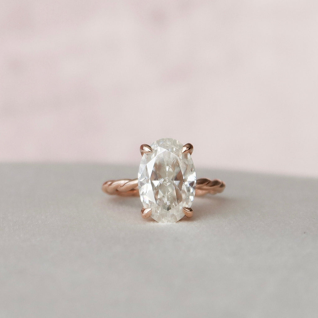 3.50 CT Oval Cut Moissanite Hidden Halo Engagement Ring