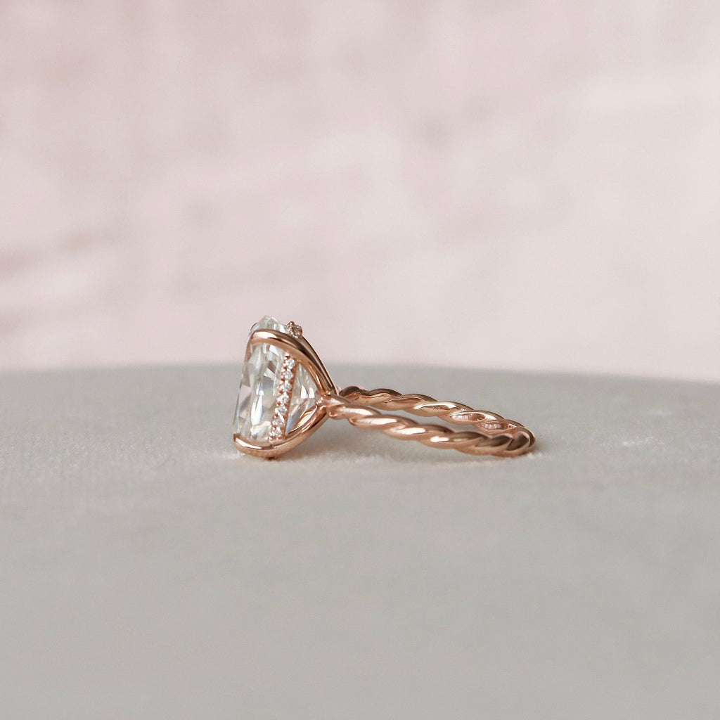 3.50 CT Oval Cut Moissanite Hidden Halo Engagement Ring
