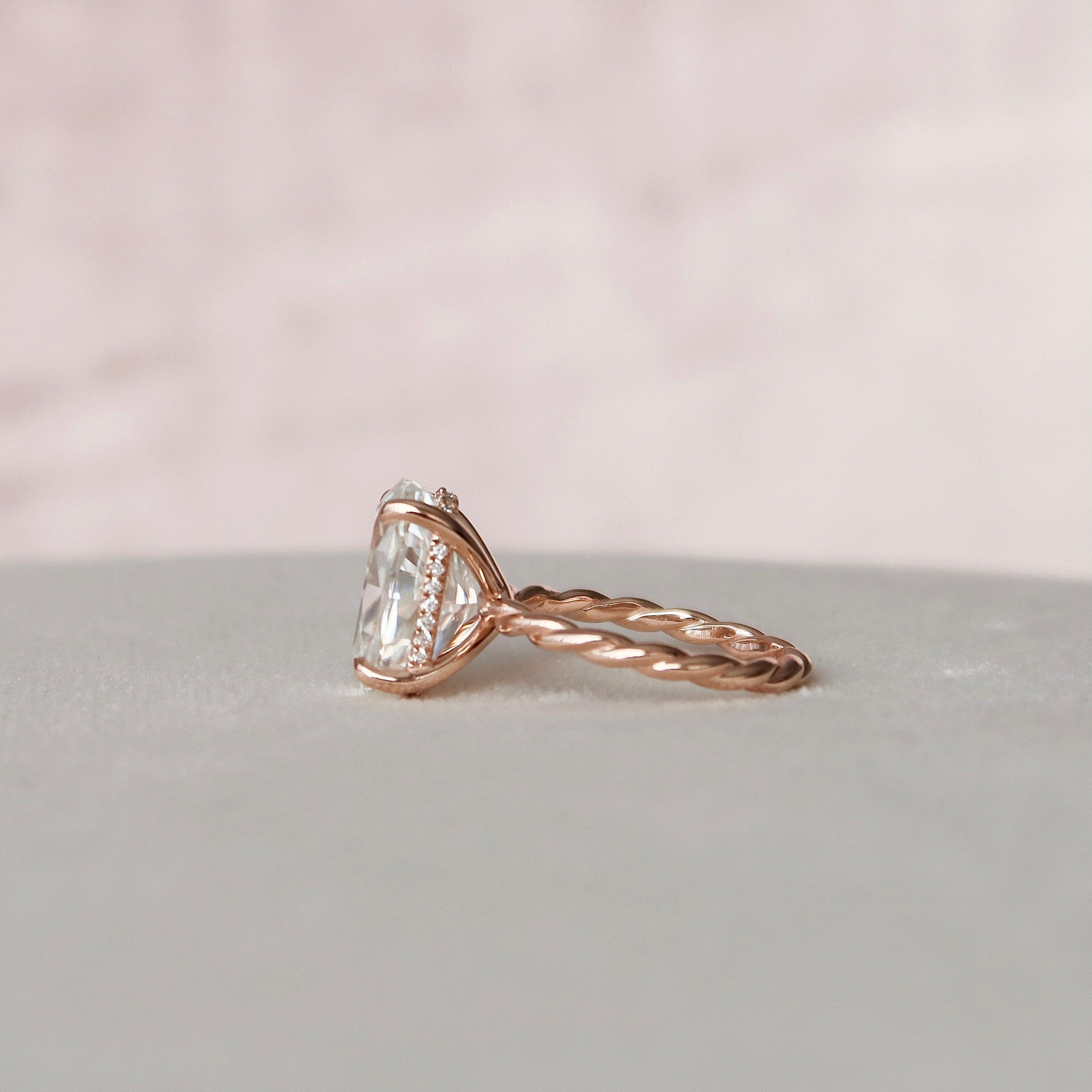 3.50 CT Oval Cut Moissanite Hidden Halo Engagement Ring