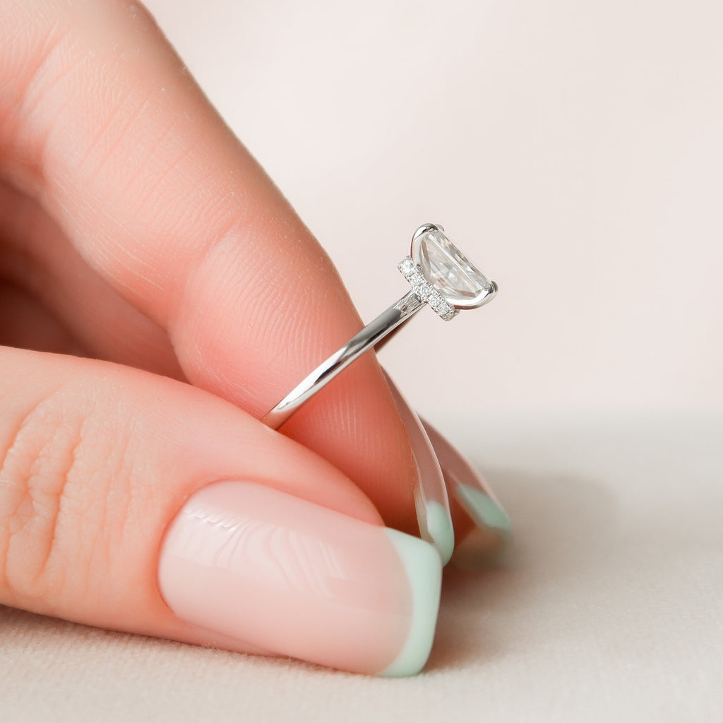 1.50 CT Radiant Cut Moissanite Hidden Halo Engagement Ring