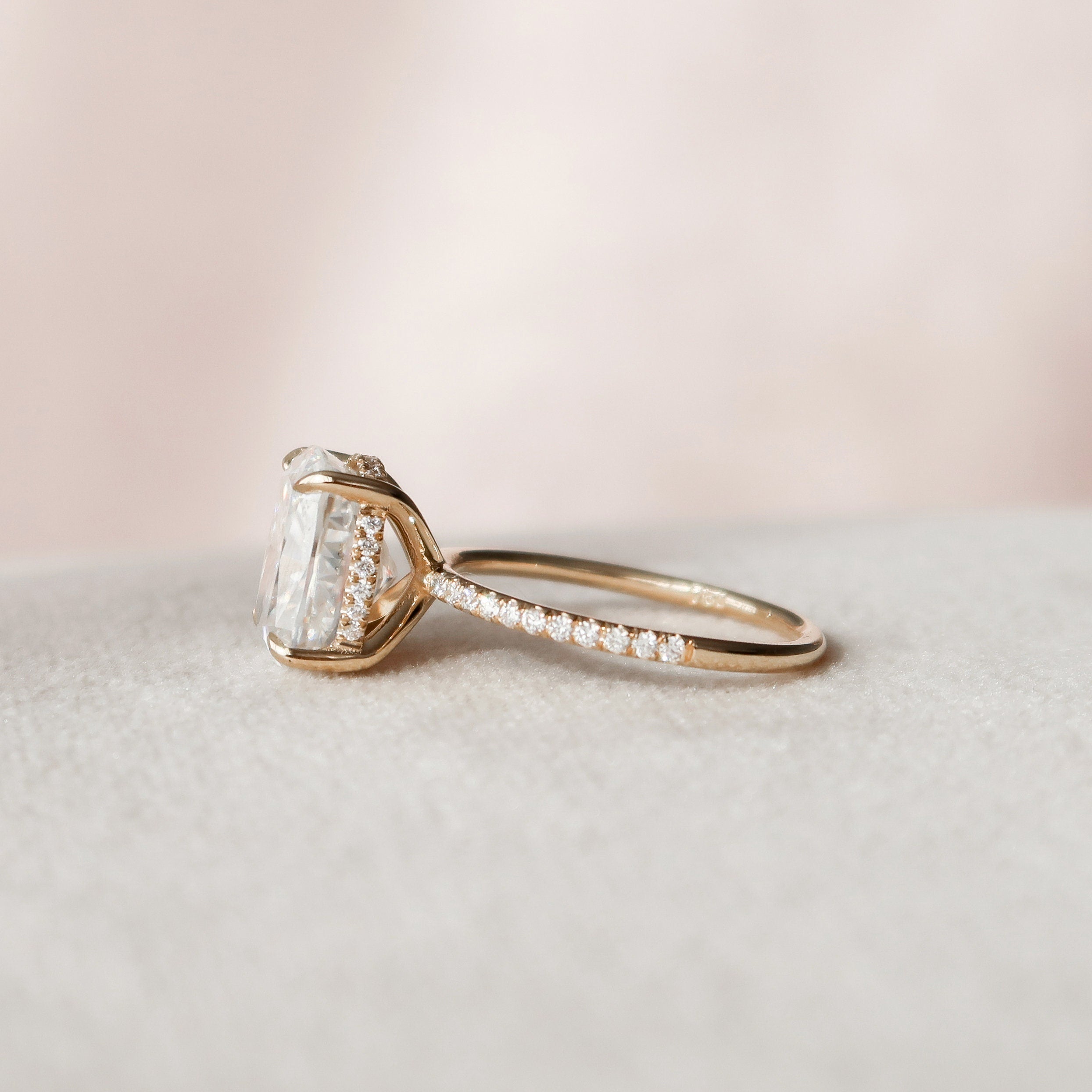 4.0 CT Cushion Moissanite Pave Setting Engagement Ring