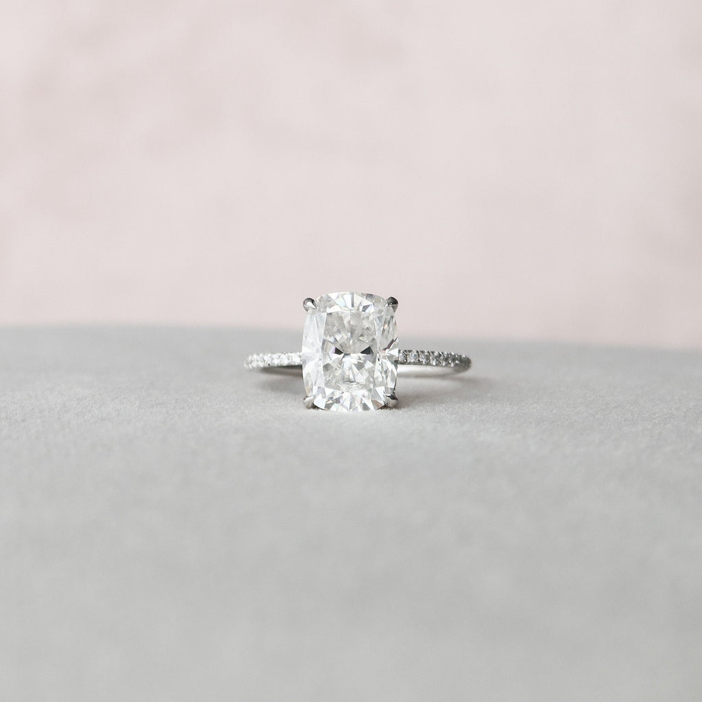 4.0 CT Cushion Moissanite Pave Setting Engagement Ring