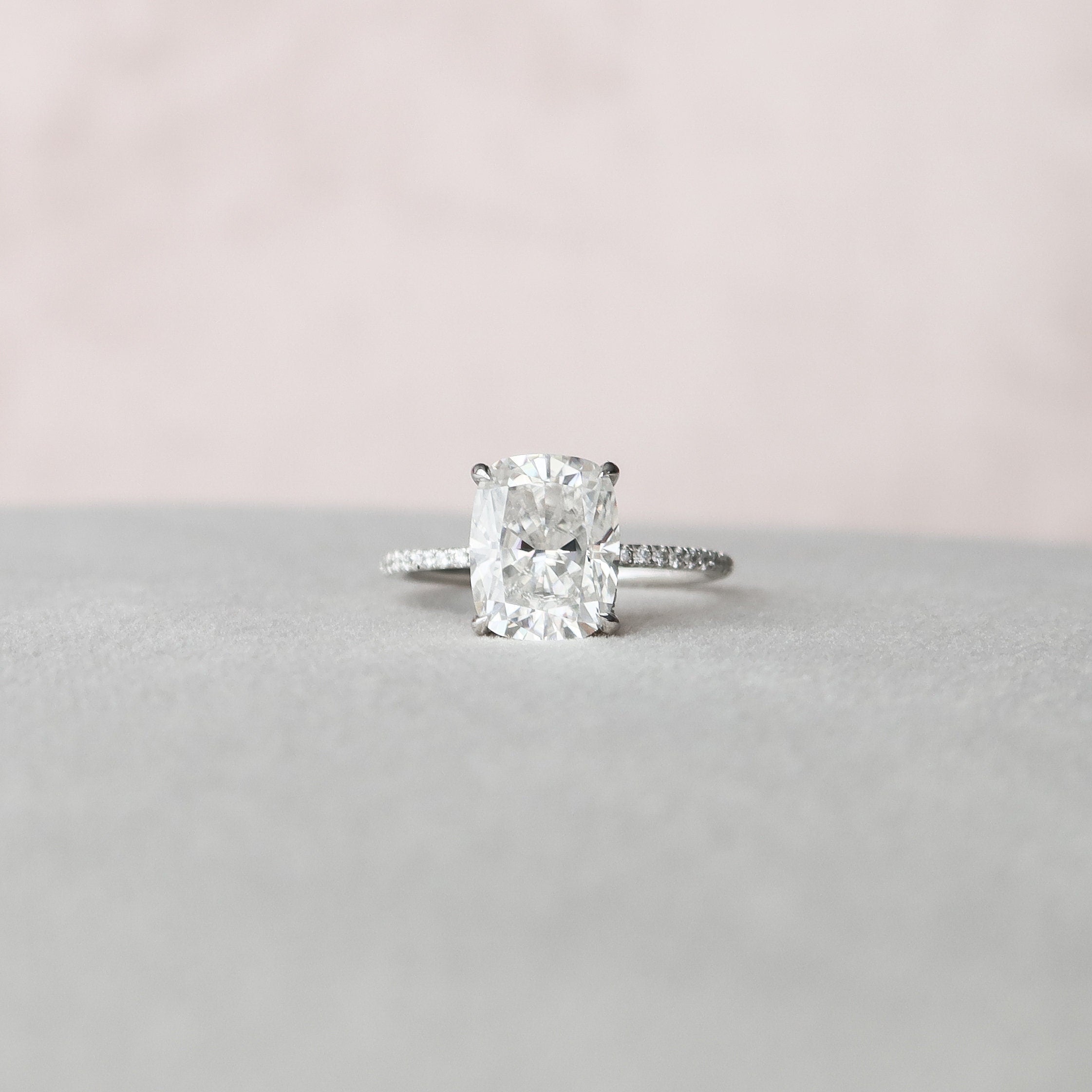4.0 CT Cushion Moissanite Pave Setting Engagement Ring
