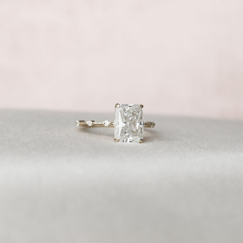 3.50 CT Radiant Cut Moissanite Dainty Engagement Ring
