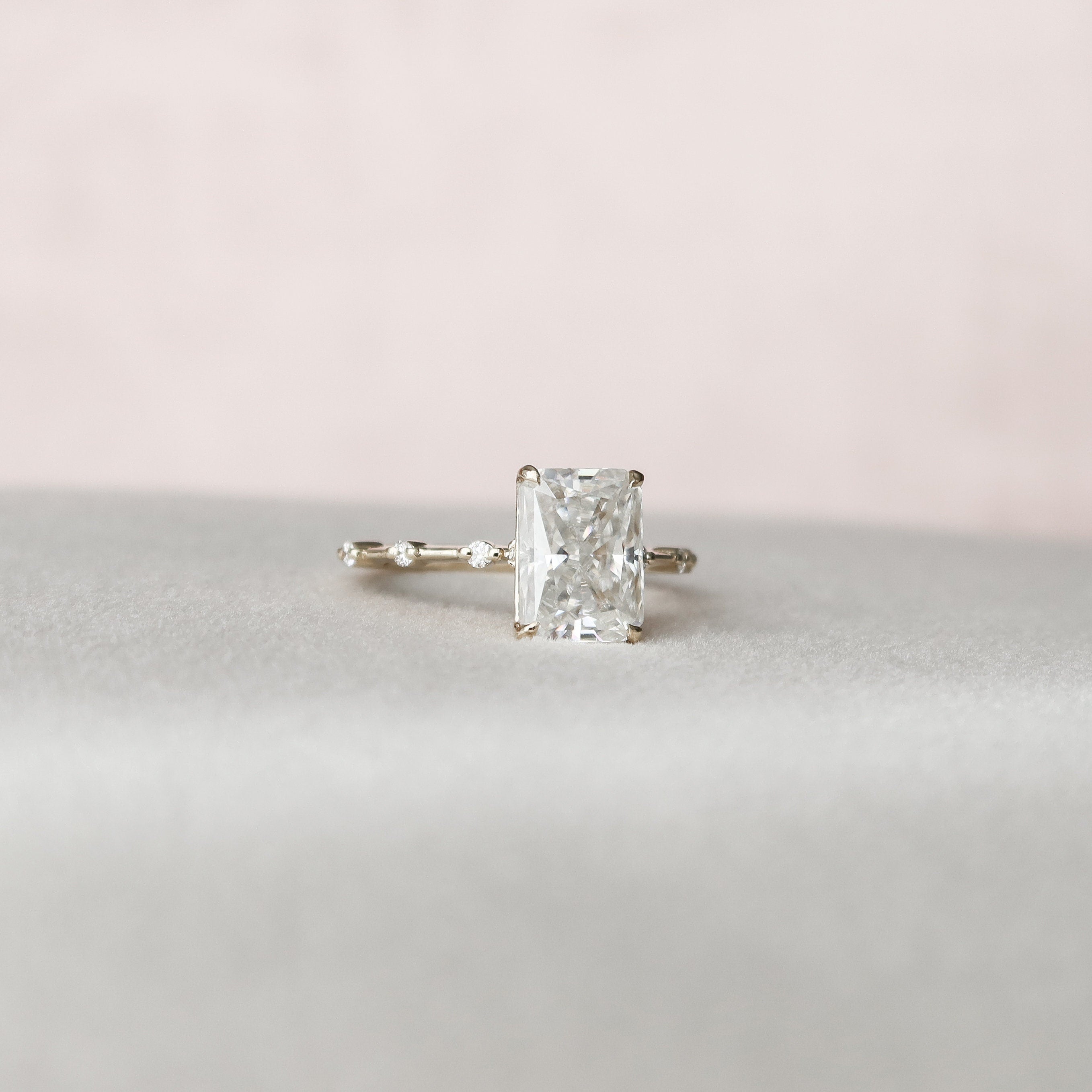 3.50 CT Radiant Cut Moissanite Dainty Engagement Ring