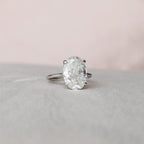 5.0 CT Oval Moissanite Solitaire Hidden Halo Setting Engagement Ring