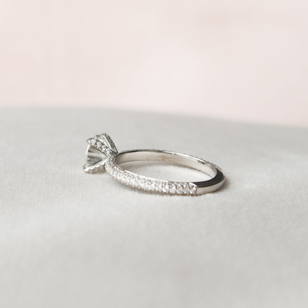 1.50 CT Round Cut Moissanite Pave Setting Engagement Ring