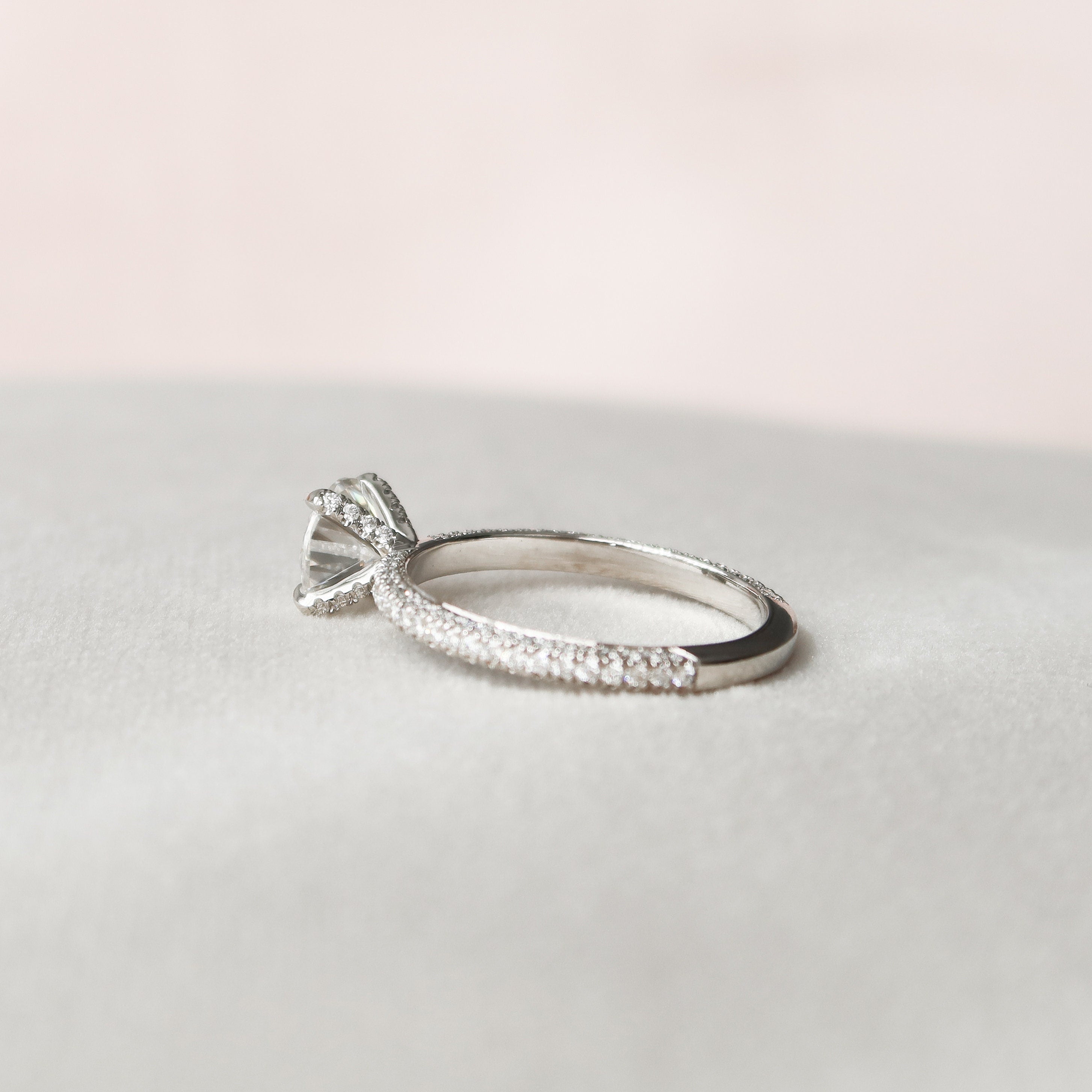 1.50 CT Round Cut Moissanite Pave Setting Engagement Ring