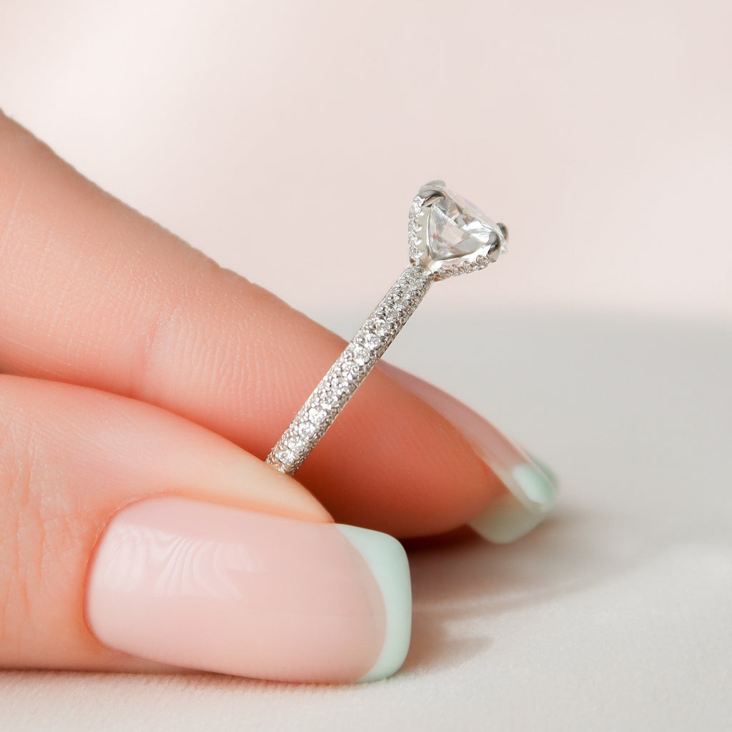 1.50 CT Round Cut Moissanite Pave Setting Engagement Ring